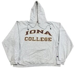 vintage IONA College Hoodie mens xl Gray 2000s y2k Champion